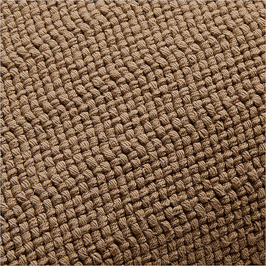 Organic Cotton Basketweave 20"x20" Camel Tan Throw Pillow with Down-Alternative Insert