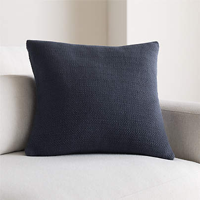 Organic Cotton Basketweave 20"x20" Deep Indigo Throw Pillow Cover
