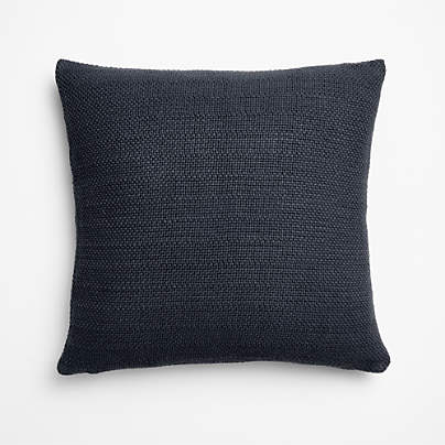 Organic Cotton Basketweave 20"x20" Deep Indigo Throw Pillow Cover