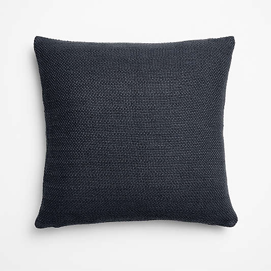 Organic Cotton Basketweave 20"x20" Deep Indigo Throw Pillow Cover