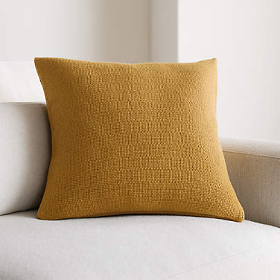 Organic Cotton Basketweave 20"x20" Moroccan Ocher Throw Pillow with Feather Insert
