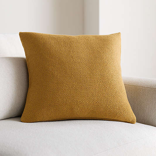 Organic Cotton Basketweave 20"x20" Moroccan Ocher Throw Pillow with Feather Insert