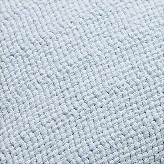Organic Cotton Basketweave 20"x20" Pale Blue Throw Pillow