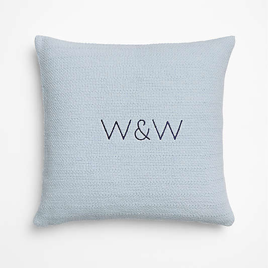 Organic Cotton Basketweave 20"x20" Pale Blue Throw Pillow Cover