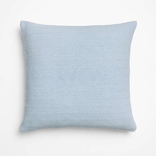 Organic Cotton Basketweave 20"x20" Pale Blue Throw Pillow Cover