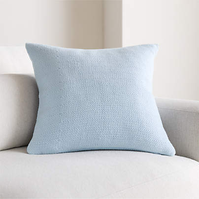 Organic Cotton Basketweave 20"x20" Pale Blue Throw Pillow Cover