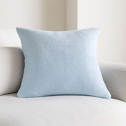 Organic Cotton Basketweave 20"x20" Pale Blue Throw Pillow Cover