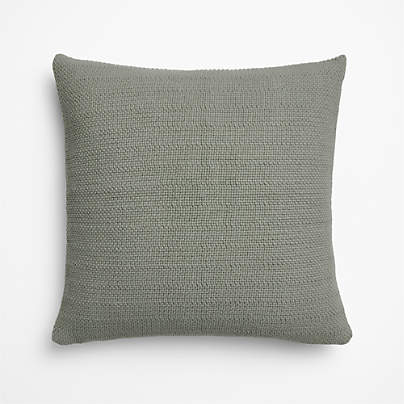 Organic Cotton Basketweave 20"x20" Shadow Sage Green Throw Pillow Cover
