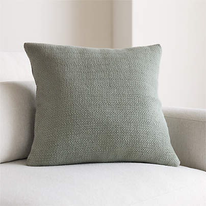 Organic Cotton Basketweave 20"x20" Shadow Sage Green Throw Pillow Cover