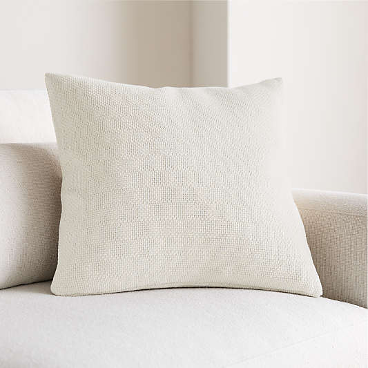 Organic Cotton Basketweave 20"x20" Travertine Beige Throw Pillow Cover