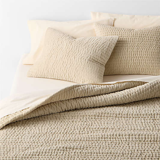 Organic Cotton Textured Velvet Ecru Beige Quilt