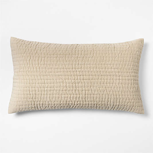 Organic Cotton Textured Velvet Ecru Beige King Bed Pillow Sham