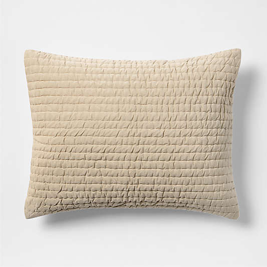 Organic Cotton Textured Velvet Ecru Beige Bed Pillow Sham