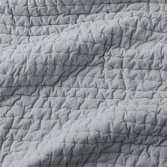 Organic Cotton Textured Velvet Pale Blue King Quilt