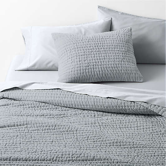 Organic Cotton Textured Velvet Pale Blue Quilt