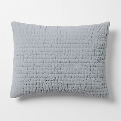 View Organic Cotton Textured Velvet Pale Blue Standard Bed Pillow Sham details