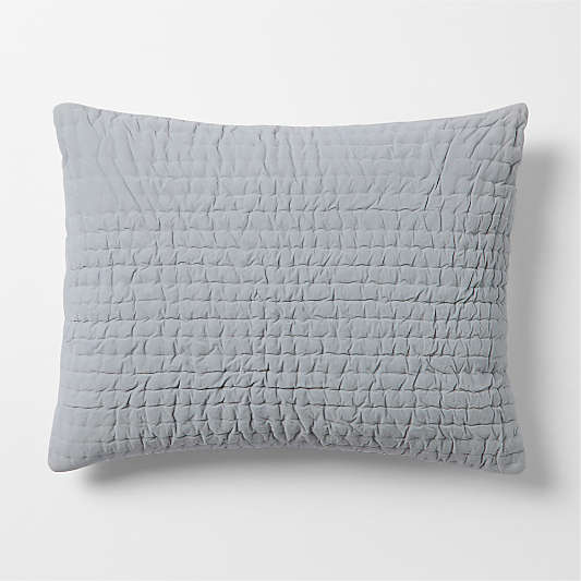 Organic Cotton Textured Velvet Pale Blue Bed Pillow Sham