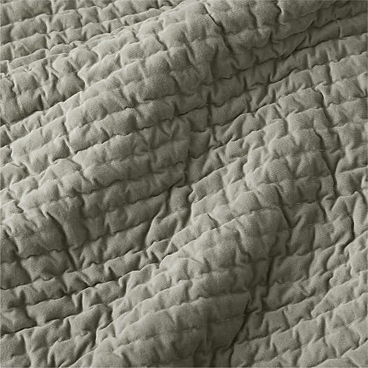 Organic Cotton Textured Velvet Shadow Sage Green King Quilt