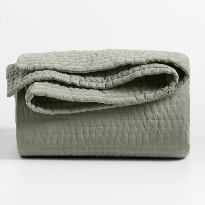 Organic Cotton Corduroy Shadow Sage Green King Quilt - image 4 of 4