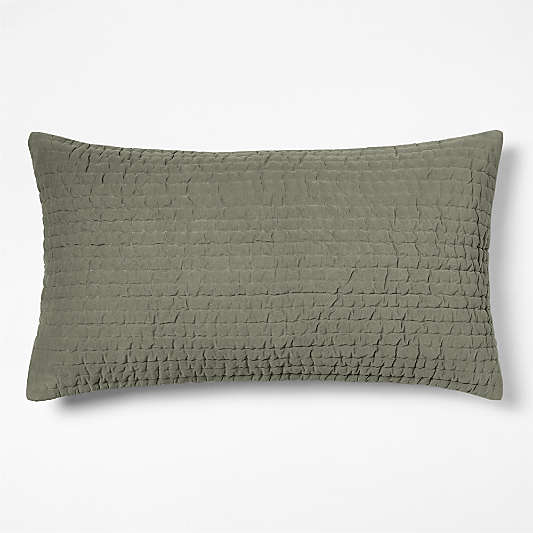 Organic Cotton Textured Velvet Shadow Sage Green King Bed Pillow Sham