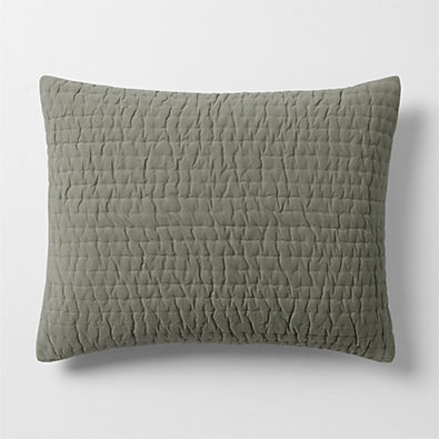 View Organic Cotton Textured Velvet Shadow Sage Green Standard Bed Pillow Sham details