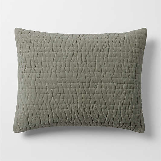 Organic Cotton Textured Velvet Shadow Sage Green Bed Pillow Sham
