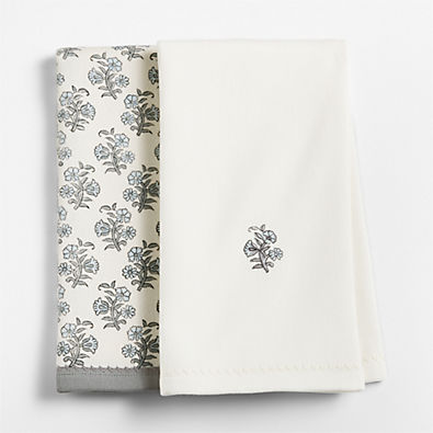 View Organic Cotton Floral Print Hand Towels, Set of 2 details