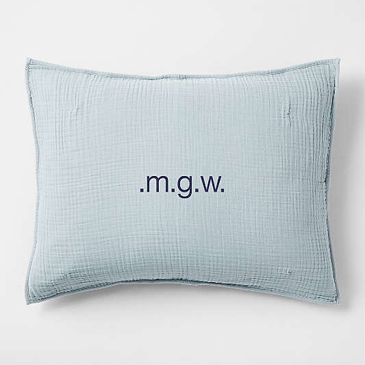 Organic Reversible Cotton Gauze Light Blue Kids Pillow Sham