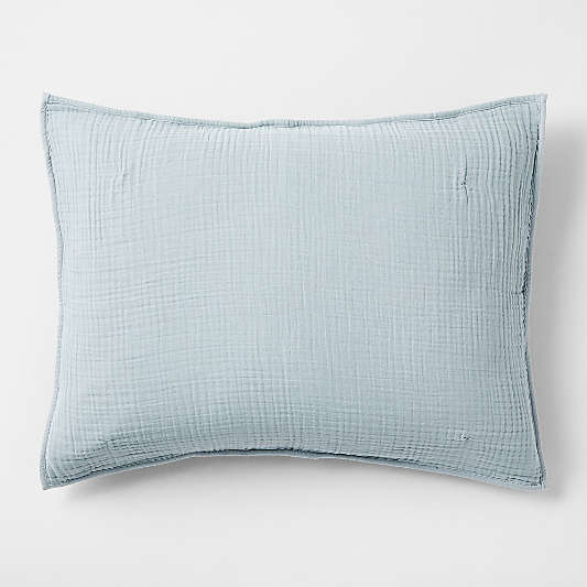 Organic Reversible Cotton Gauze Light Blue Kids Pillow Sham