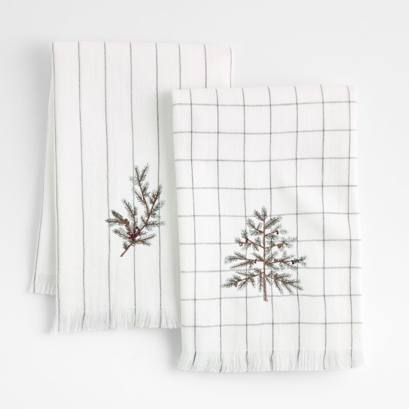 Organic Cotton Holiday Pine Green Tree Hand Towel - image 1 of 4