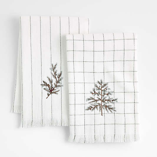 Organic Cotton Holiday Pine Green Hand Towels