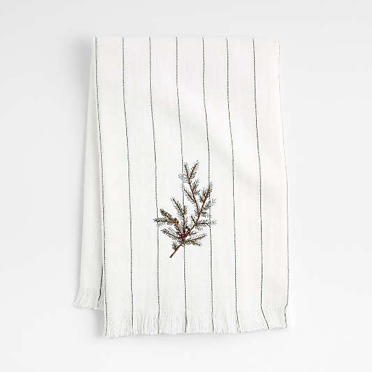 Organic Cotton Holiday Pine Green Sprig Hand Towel