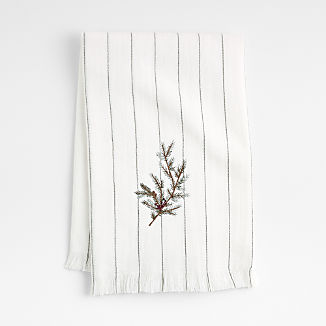 Organic Cotton Holiday Pine Green Sprig Hand Towel