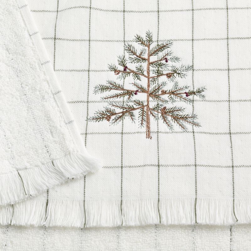 Organic Cotton Holiday Pine Green Tree Hand Towel - image 2 of 4