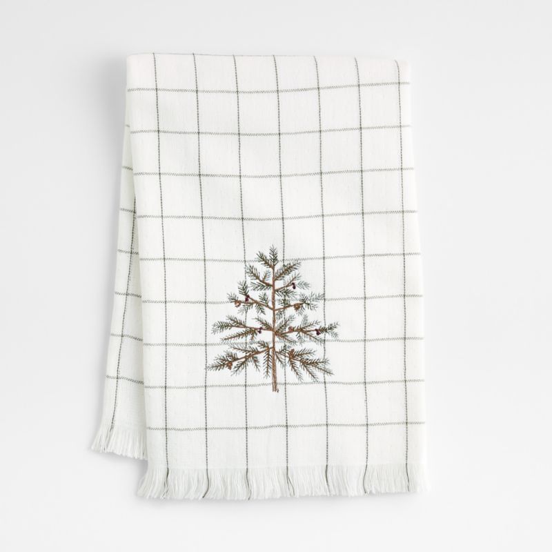 Organic Cotton Holiday Pine Green Tree Hand Towel - image 0 of 4