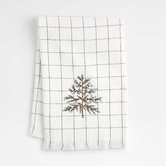 Organic Cotton Holiday Pine Green Tree Hand Towel