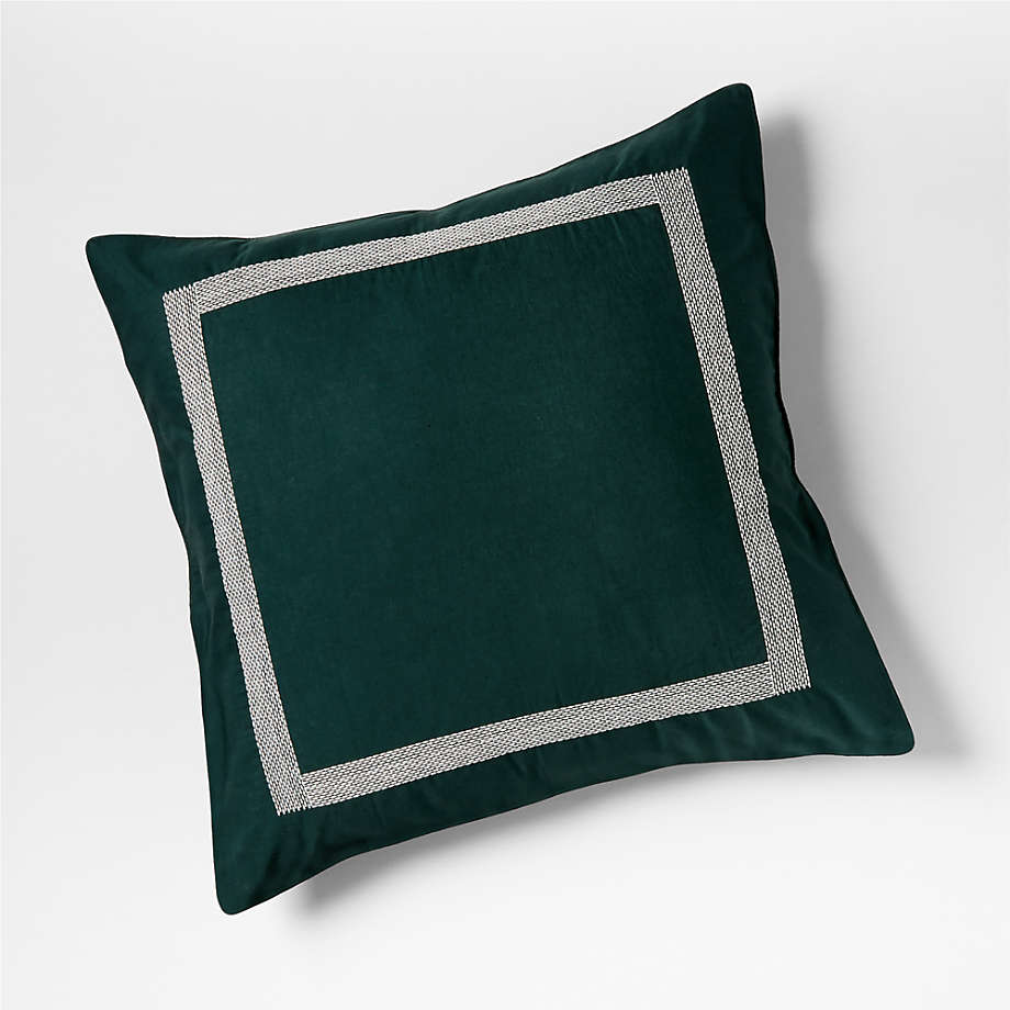 Hotel Organic Cotton Linen Embroidered Spruce Green Euro Pillow Sham