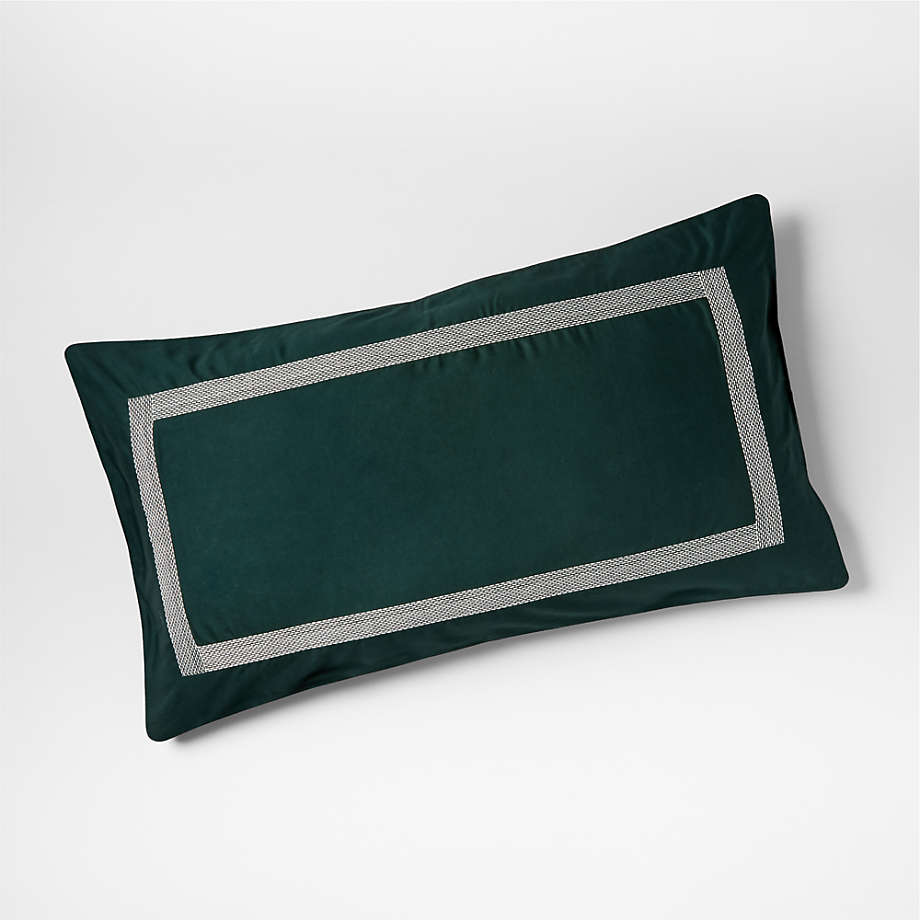 Hotel Organic Cotton Linen Embroidered Spruce Green King Pillow Sham