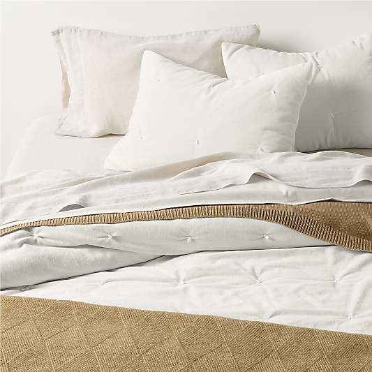 Organic Cotton Linen Velvet Arctic Ivory Euro Bed Pillow Sham