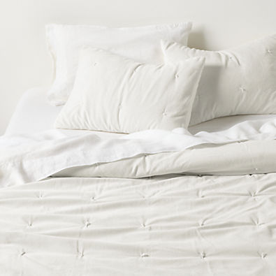 View Organic Cotton Linen Velvet Arctic Ivory King Quilt details