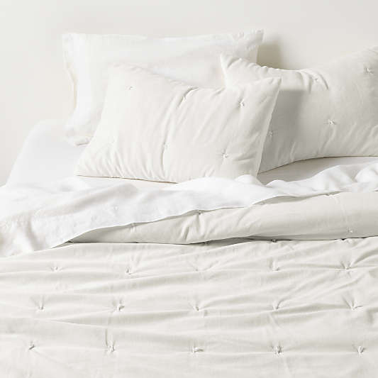 Organic Cotton Linen Velvet Arctic Ivory Bed Pillow Sham