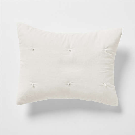 Organic Cotton Linen Velvet Arctic Ivory Bed Pillow Sham