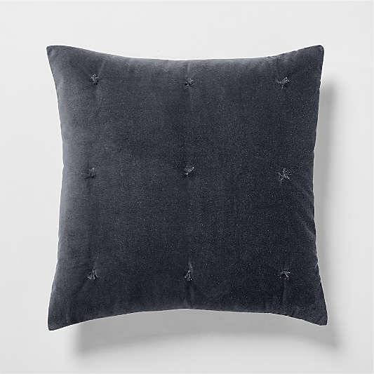 Organic Cotton Linen Velvet Midnight Navy Euro Bed Pillow Sham