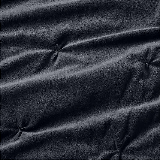 Organic Cotton Linen Velvet Midnight Navy Euro Bed Pillow Sham