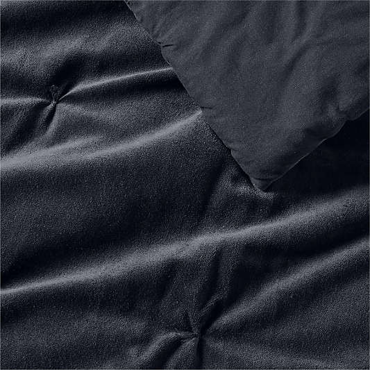Organic Cotton Linen Velvet Midnight Navy Blue King Quilt