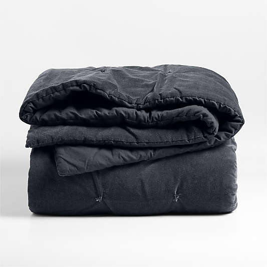 Organic Cotton Linen Velvet Midnight Navy King Quilt