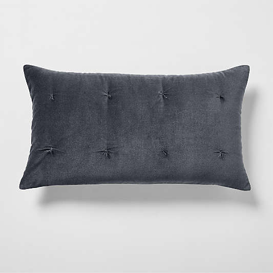 Organic Cotton Linen Velvet Midnight Navy Blue King Bed Pillow Sham