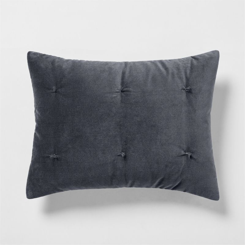 Organic Cotton Linen Velvet Midnight Navy King Bed Pillow Sham - image 2 of 8