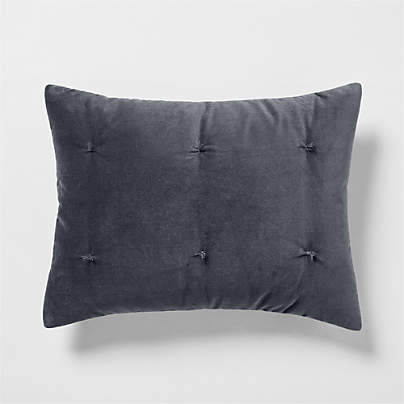 Organic Cotton Linen Velvet Midnight Navy Blue Standard Bed Pillow Sham