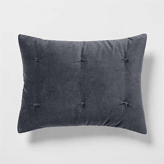 Organic Cotton Linen Velvet Midnight Navy Blue Standard Bed Pillow Sham